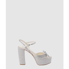 미우미우 보우 장식 크리스탈 플랫폼 샌들 5XP908