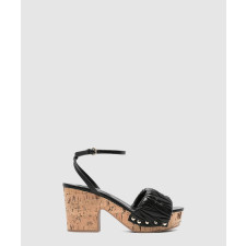미우미우 코르크 나파 가죽 스트랩 힐 샌들 5XZ482
