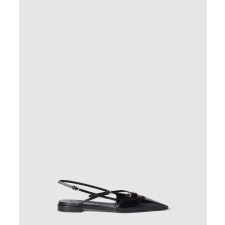 미우미우 멀티플 버클 스트랩 페이던트 레더 슬링백 발레리나 5F476E