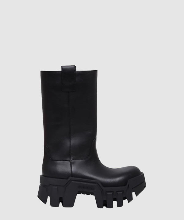 발렌시아가 배지털 카프스킨 불도저 미들 부츠 671555