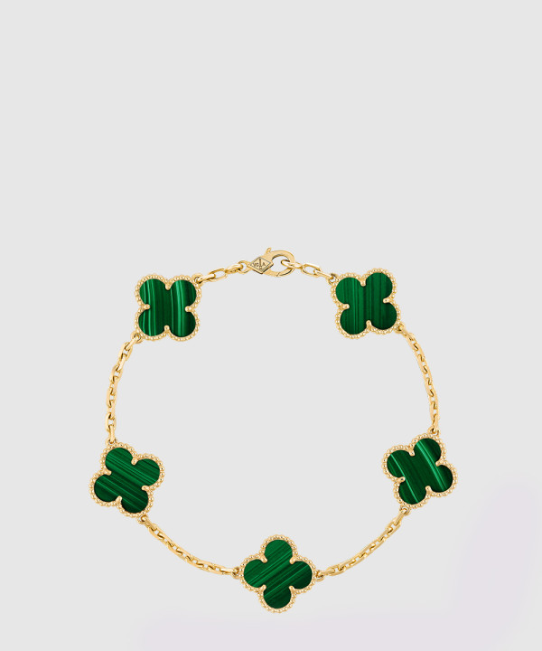 18K 하이엔드 미러급 반클리프 빈티지 알함브라 브레이슬릿 5모티브 말라카이트 80900