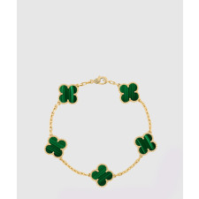 18K 하이엔드 미러급 반클리프 빈티지 알함브라 브레이슬릿 5모티브 말라카이트 80900