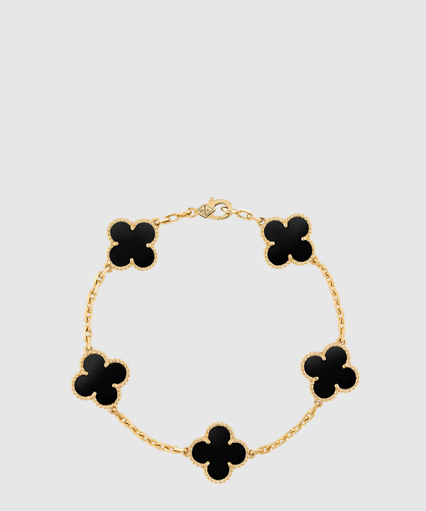 18K 하이엔드 미러급 반클리프 빈티지 알함브라 브레이슬릿 5모티브 옐로우 골드 41300