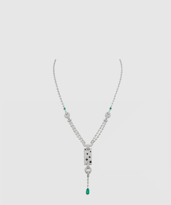 ​​18K 하이엔드 미러급 까르띠에 팬더 드 네크리스 에메랄드 파베 세팅 H7000741