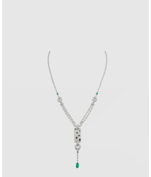 ​​18K 하이엔드 미러급 까르띠에 팬더 드 네크리스 에메랄드 파베 세팅 H7000741