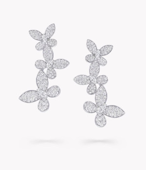 18K 하이엔드 미러급 그라프 트리플 파베 버터플라이 드롭 이어링 RGE836