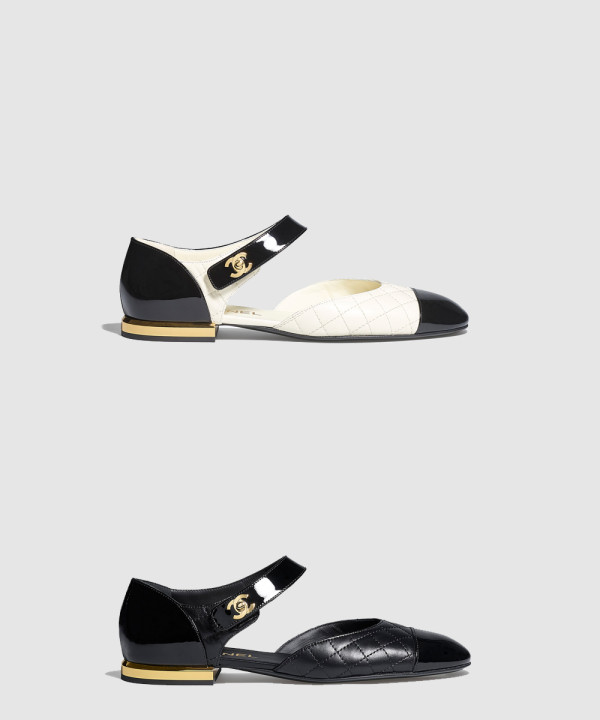 샤넬 램스킨 페이던트 메리제인 플랫슈즈 G38441