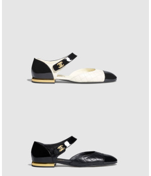 샤넬 램스킨 페이던트 메리제인 플랫슈즈 G38441