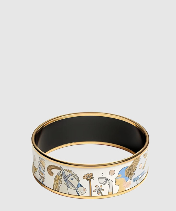 18K 하이엔드 미러급 에르메스 티 포 투(Tea for Two)' 에나멜 와이드 뱅글