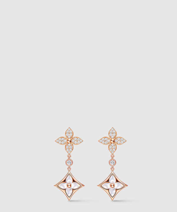 18K 하이엔드 미러급 루이비통 컬러 블라썸 더블 스타 롱 귀걸이 Q06489